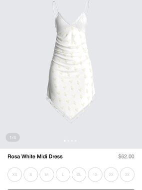 Finesse White Midi Dress with Gold Floral Print